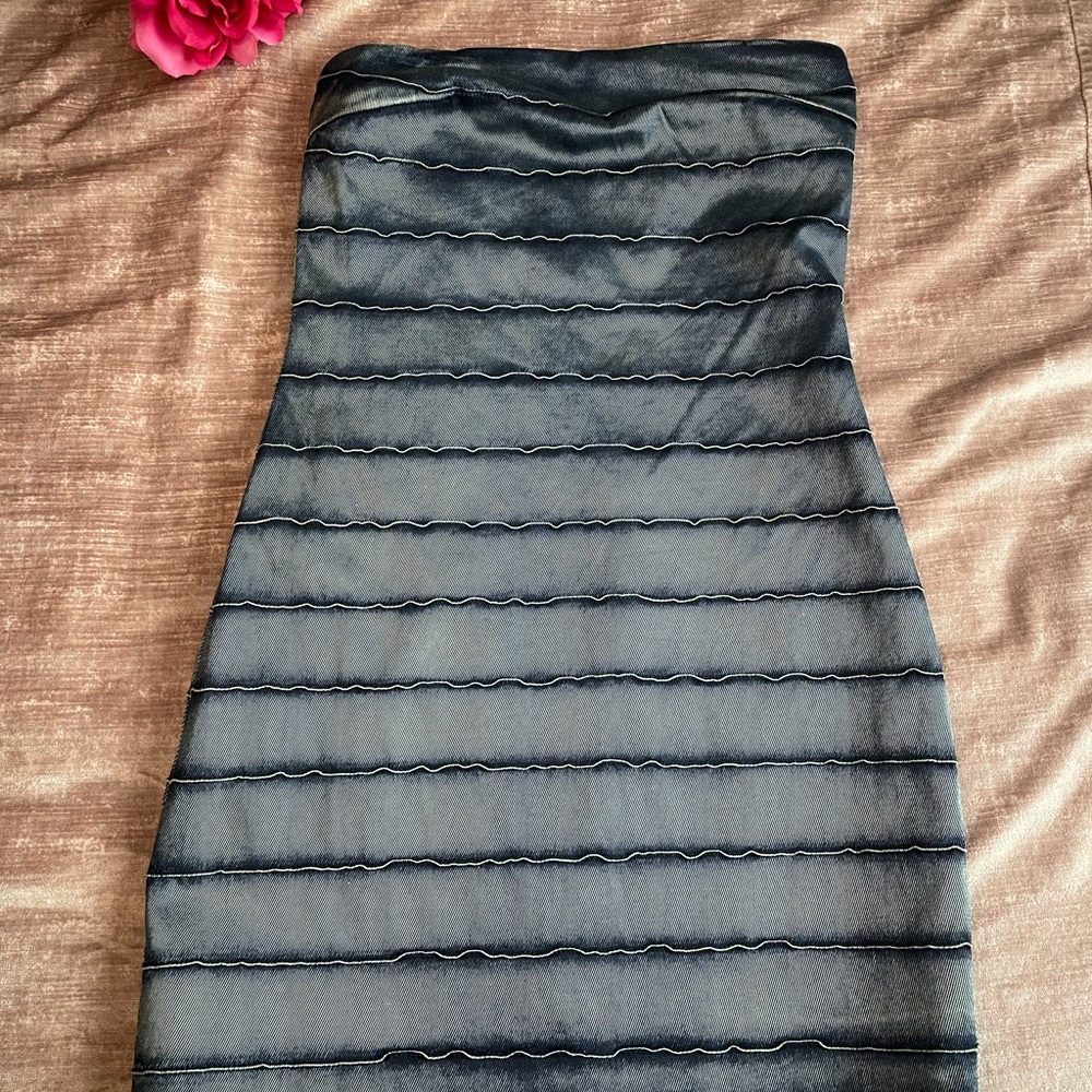 Navy & Silver Faded Strapless Cocktail Dress